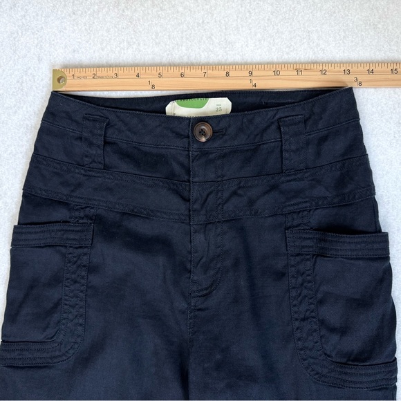 Anthropologie Womens Wide Leg Linen Blend Pants Size 25 Blue Boho Retro Preppy - Picture 11 of 15